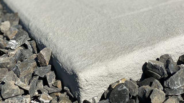 Concrete edge repair preparation before coating is installed.